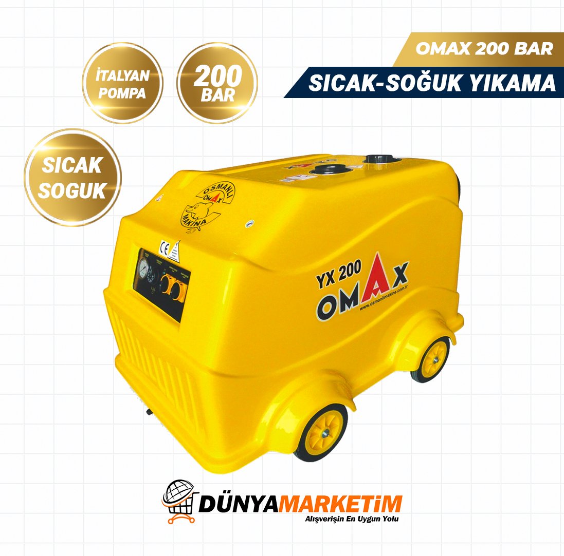 Omax YX 200 Sıcak Soğuk Basınçlı Yıkama Makinası İtaly Pompa Monofaze 